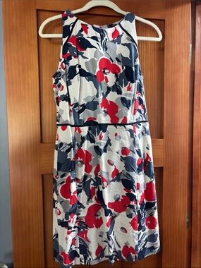 Tommy Hilfiger Navy, Red & White Floral-Print Midi Dress